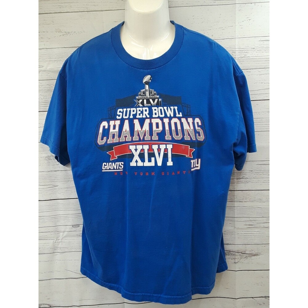 NFL New York Giants Super Bowl XLVI Champions Shirt Mens Alstyle blue SZ XL